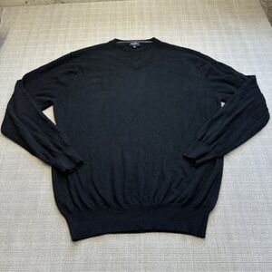 Linea Rosso 100% Cashmere Sweater XL Black V-Neck Pullover Soft‎ Classic